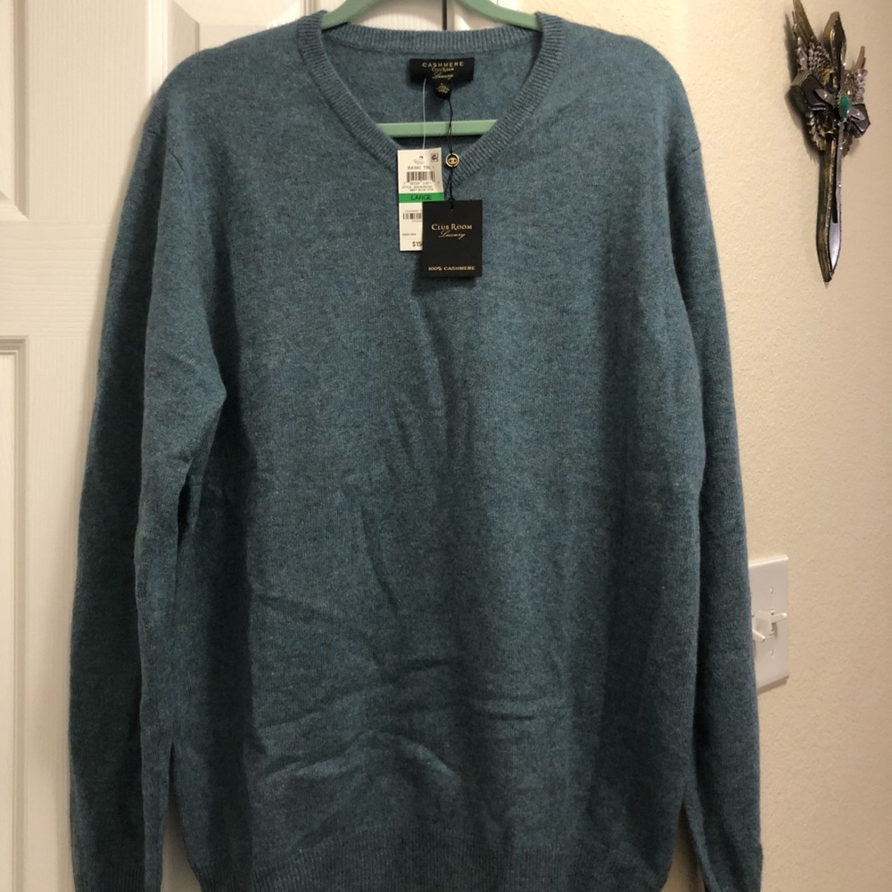 L Mens 100% cashmere vneck sweater